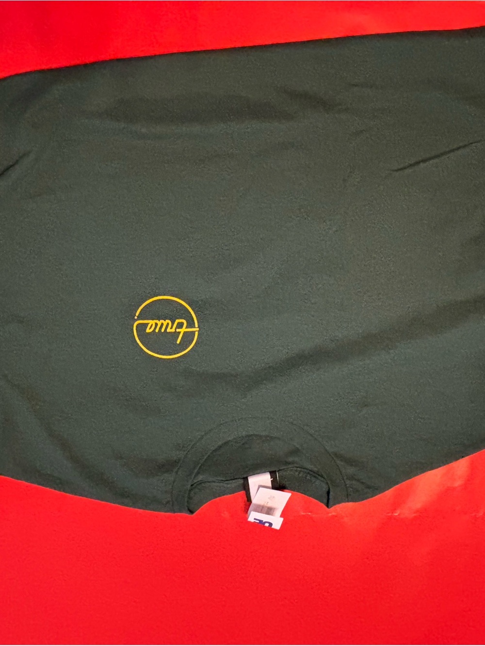 Men's Black Crew Neck T-Shirt with Small Yellow Emblem